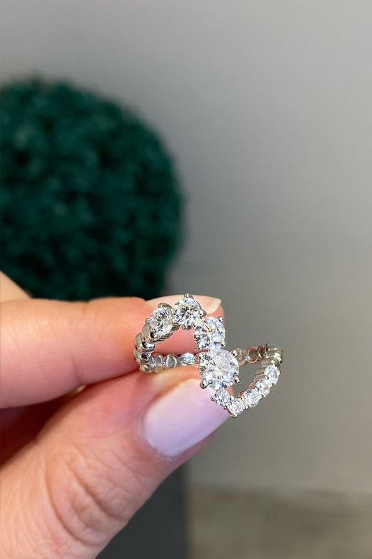 Beyaz Dört Mix Taş Top Top Gümüş Yüzük