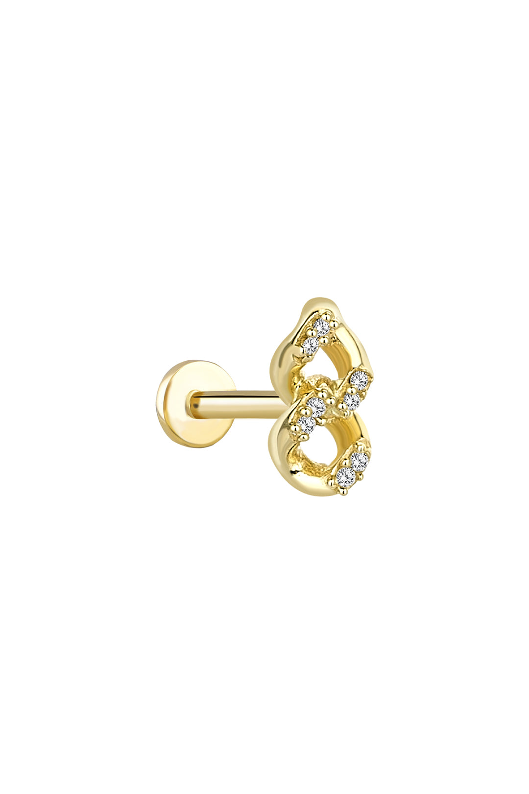Taşlı İki Zincir 14 Ayar Altın Piercing