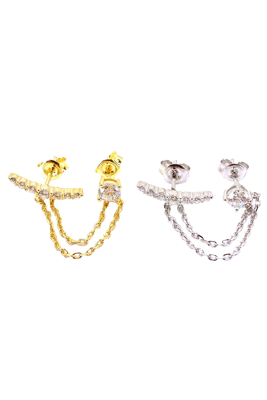 Tektaş Ve Yay İkili Gümüş Çivili Küpe