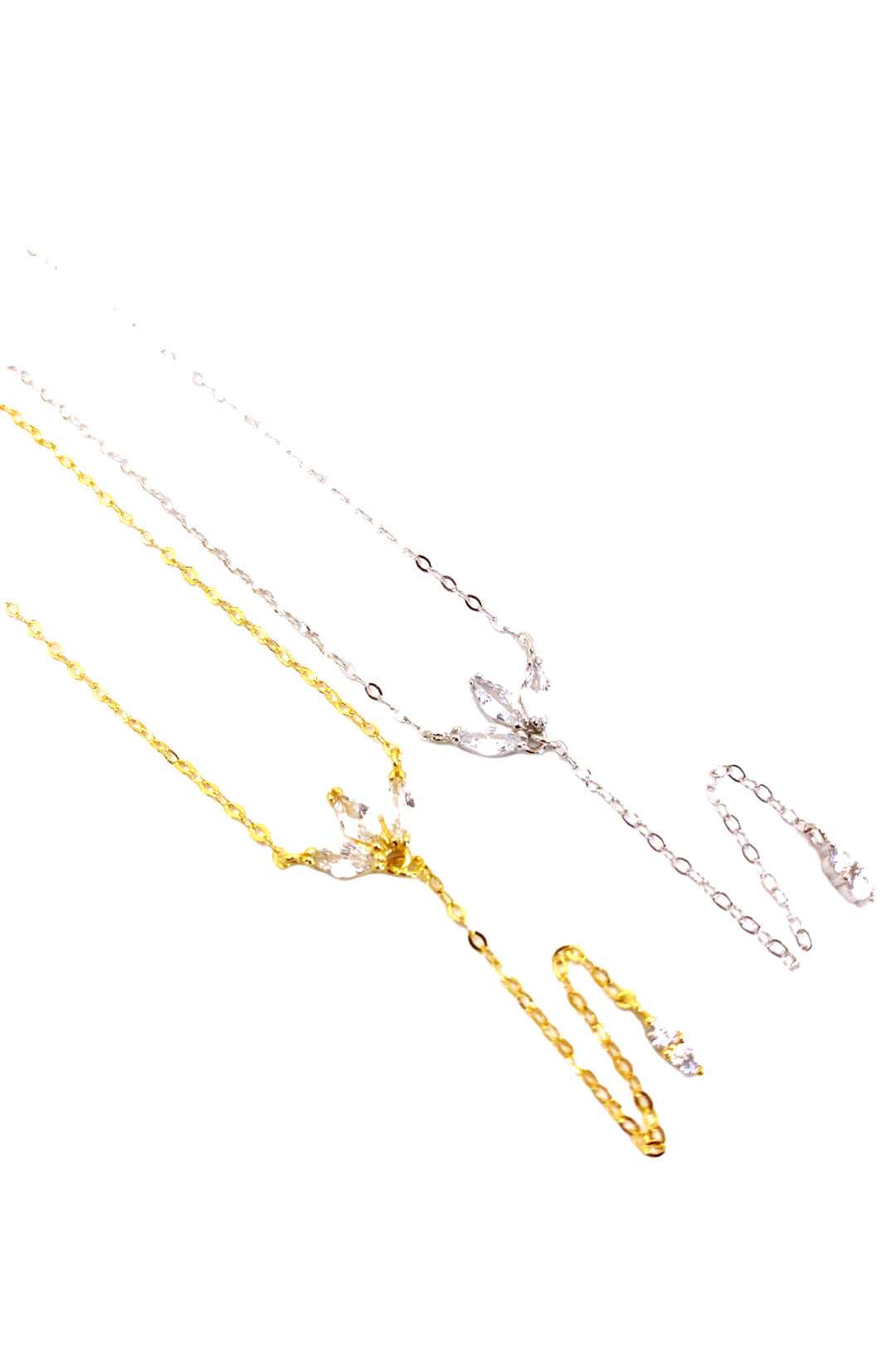 İki Tektaş Sallantılı Lotus Gümüş Y Kolye