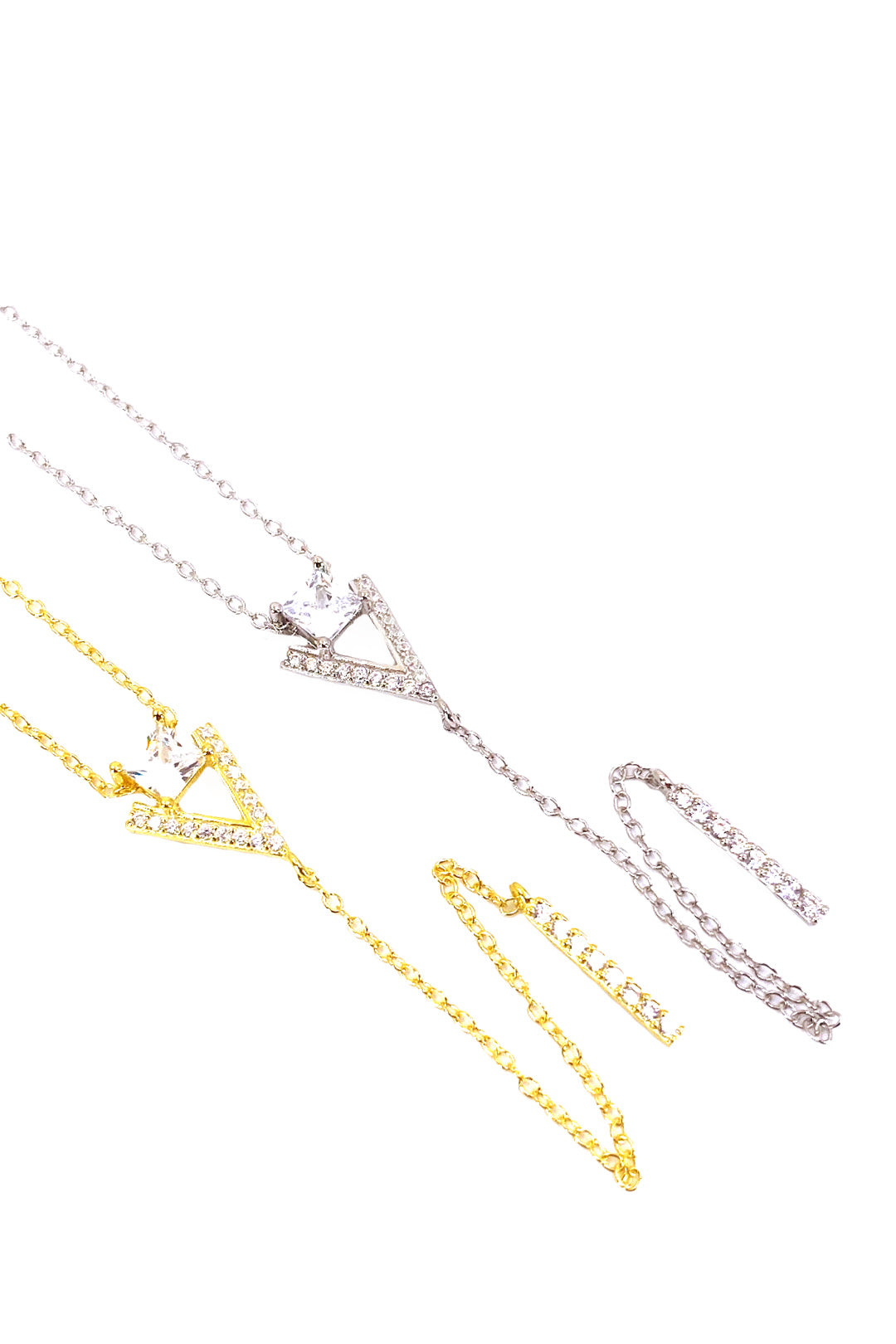 Kare V Çubuk Gümüş Y Kolye