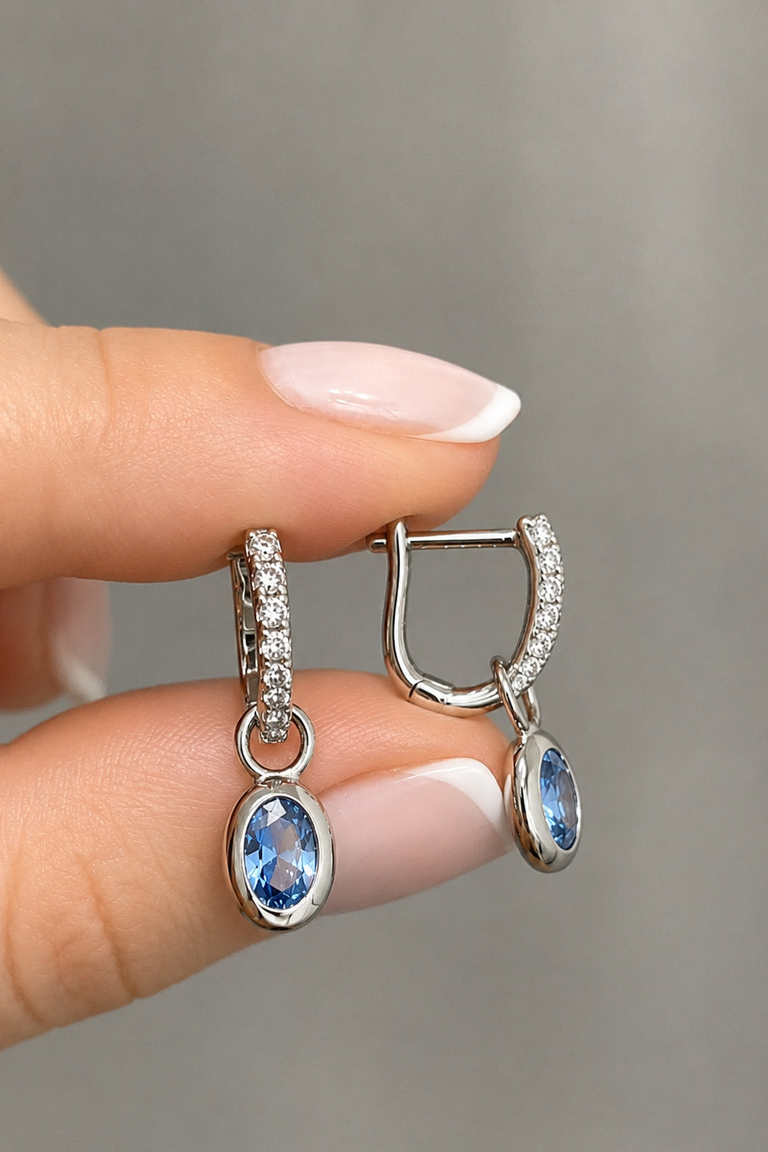 Aqua Oval Gümüş Pin Küpe