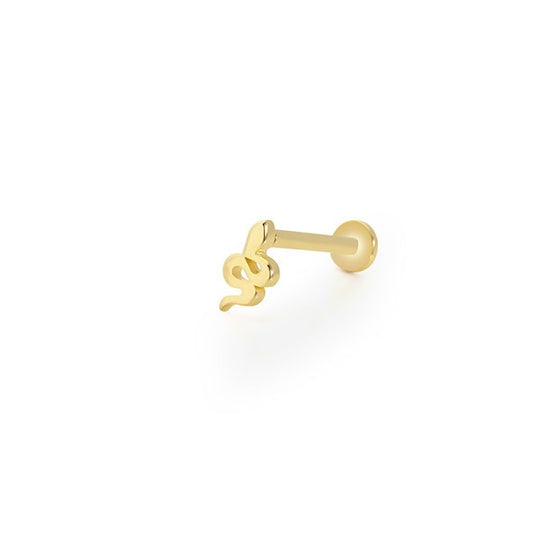 Mini Yılan Tragus 14 Ayar Altın Piercing