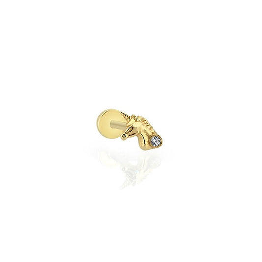 Unicorn Tragus 14 Ayar Altın Piercing