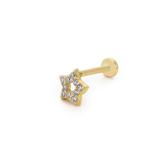 İçi Boş Yıldız Tragus 14 Ayar Altın Piercing