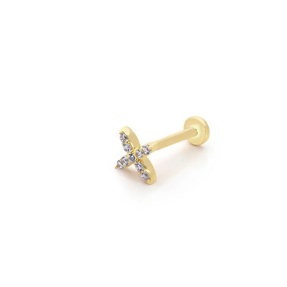 Çapraz Tragus 14 Ayar Altın Piercing
