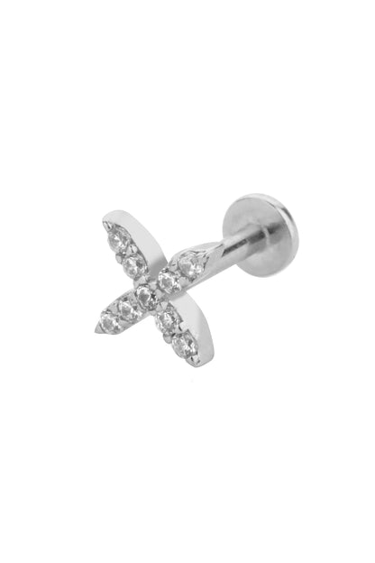 Çapraz Tragus 14 Ayar Altın Piercing