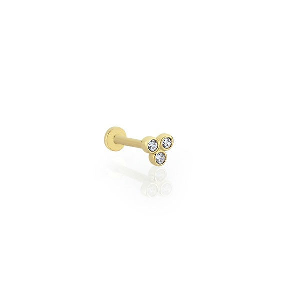 Üç Tohum Üçgen Tragus 14 Ayar Altın Piercing