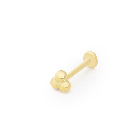 Üç Top Üçgen Tragus 14 Ayar Altın Piercing