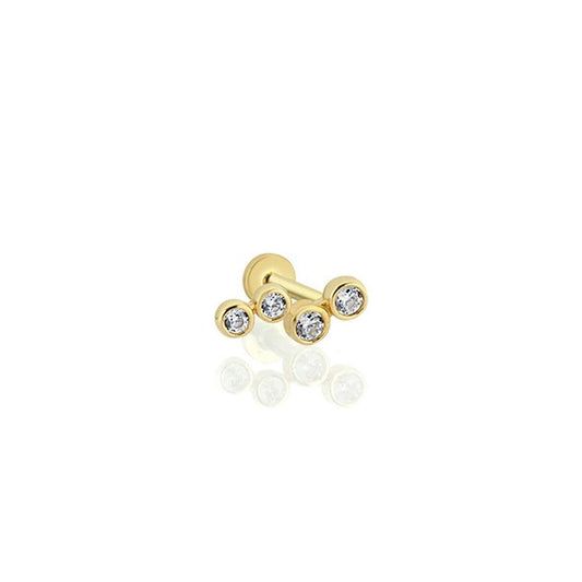 Dört Tohum Zig Zag Tragus 14 Ayar Altın Piercing
