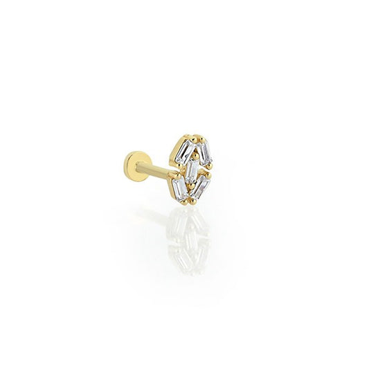 Baget İki Üçgen Tragus 14 Ayar Altın Piercing