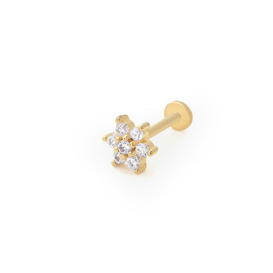 Çiçek Tragus 14 Ayar Altın Piercing