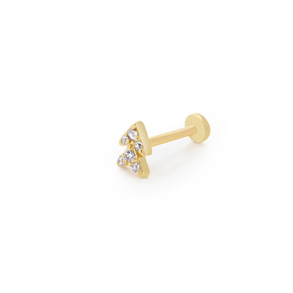 İki Üçgen Tragus 14 Ayar Altın Piercing