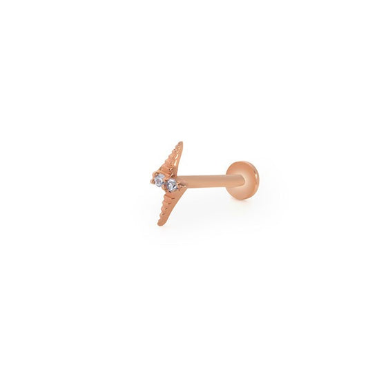 Mini Taş Şimşek Tragus 14 Ayar Altın Piercing