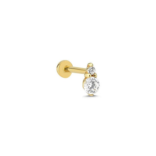İki Tektaş Tragus 14 Ayar Altın Piercing
