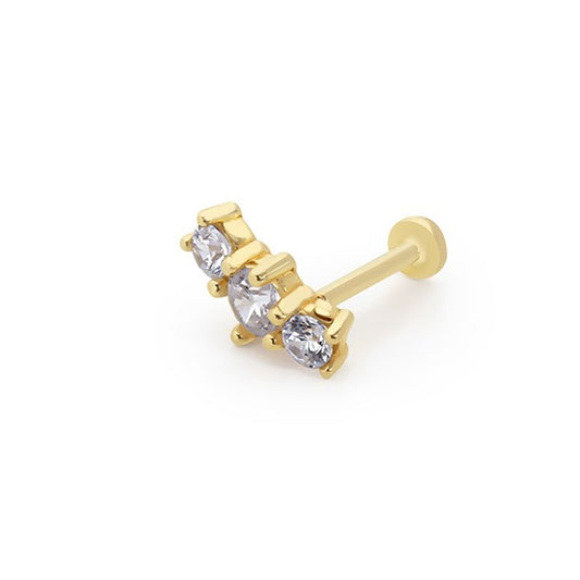 Üç Tektaş Mix Tragus 14 Ayar Altın Piercing