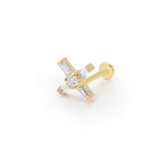 Baget Çapraz Tragus 14 Ayar Altın Piercing