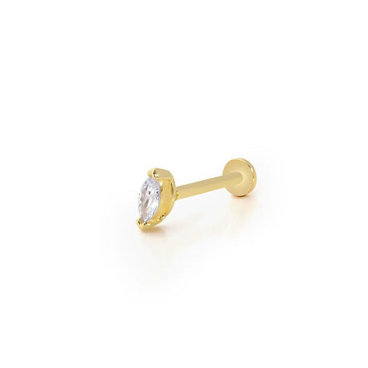 Tek Markiz Tragus 14 Ayar Altın Piercing