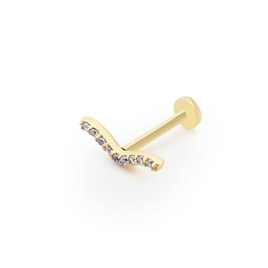 Dalga Tragus 14 Ayar Altın Piercing
