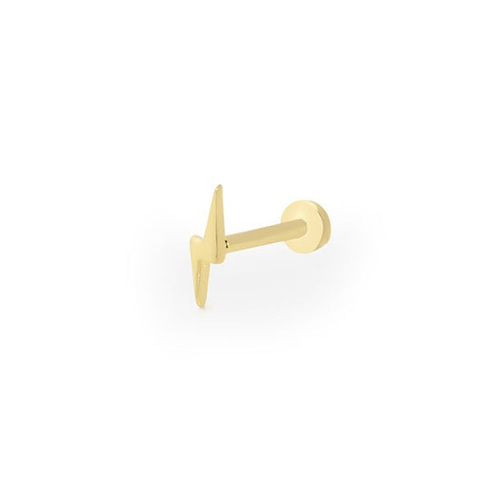 Taşsız Şimşek Tragus 14 Ayar Altın Piercing