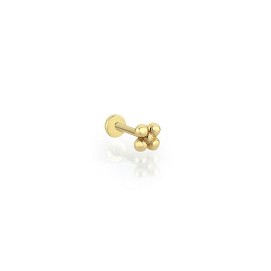 Beş Top Kare Tragus 14 Ayar Altın Piercing