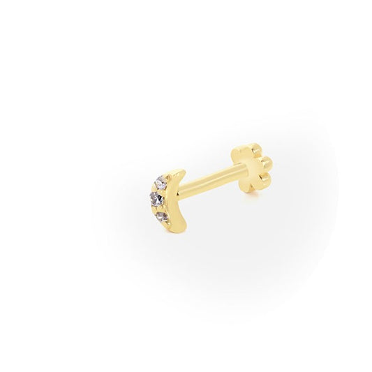 Mini Ay Tragus 14 Ayar Altın Piercing