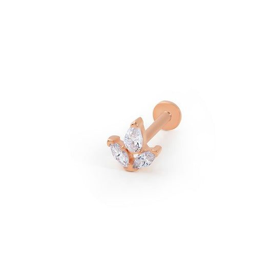 İki Markiz Bir Damla Fide Tragus 14 Ayar Altın Piercing