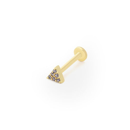 Taşlı Mini Üçgen 14 Ayar Altın Piercing