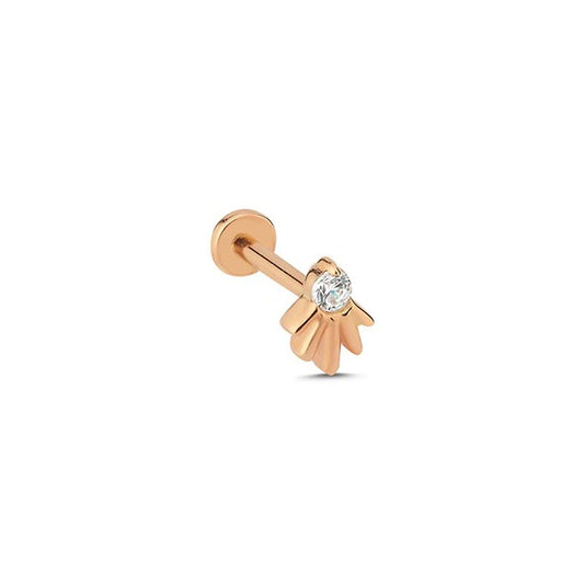 Beş Çizgi Tektaş 14 Ayar Altın Piercing