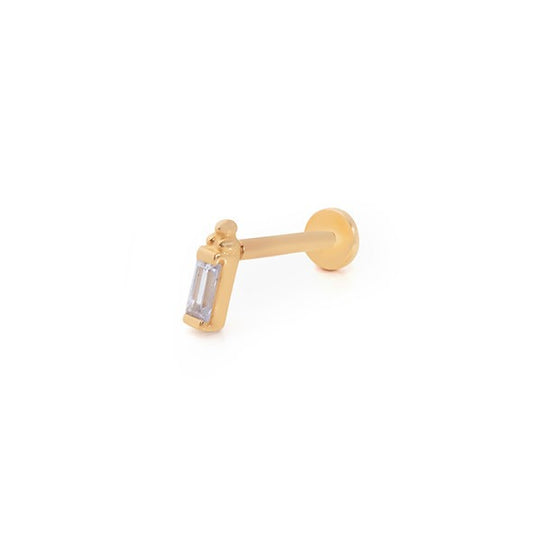 Üç Top Tek Baget 14 Ayar Altın Piercing