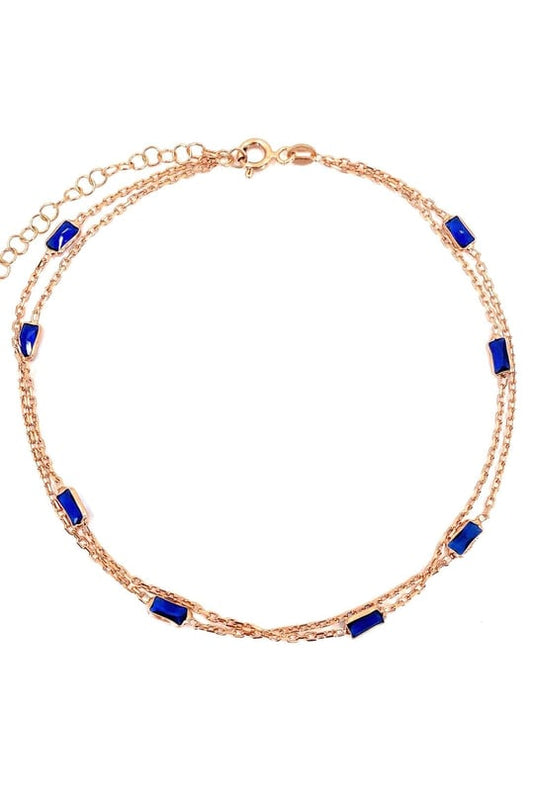 Lacivert Baget İki Sıra Gümüş Halhal