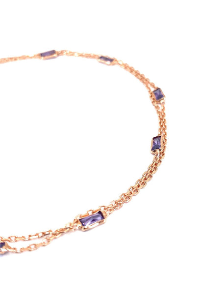 Mor Baget İki Sıra Gümüş Halhal