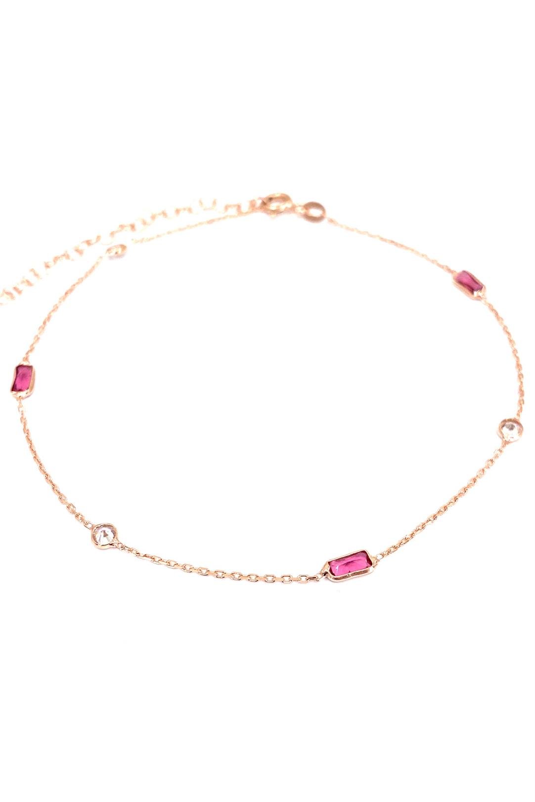 Ruby Baget Ve Beyaz Tohum Gümüş Halhal