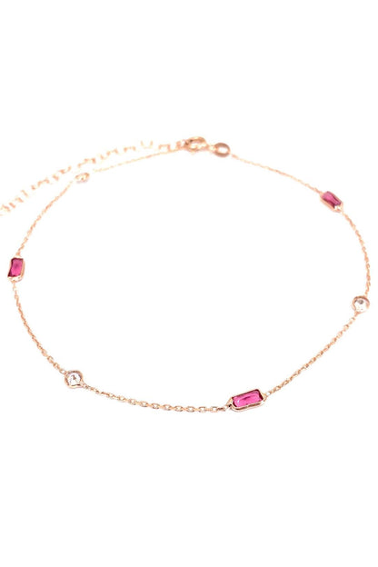 Ruby Baget Ve Beyaz Tohum Gümüş Halhal