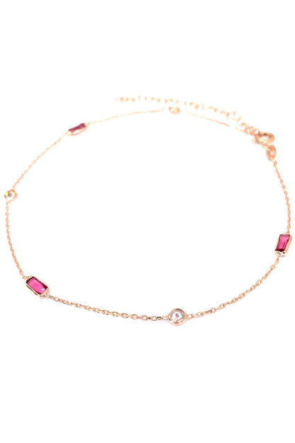 Ruby Baget Ve Beyaz Tohum Gümüş Halhal