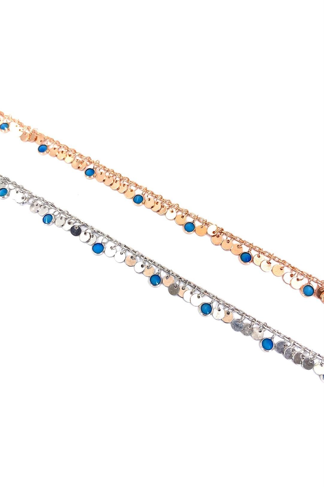 Turkuaz Tohum Detay Pullu Gümüş Halhal