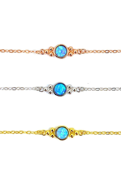 Altı Top Tohum Mavi Opal Gümüş Bileklik