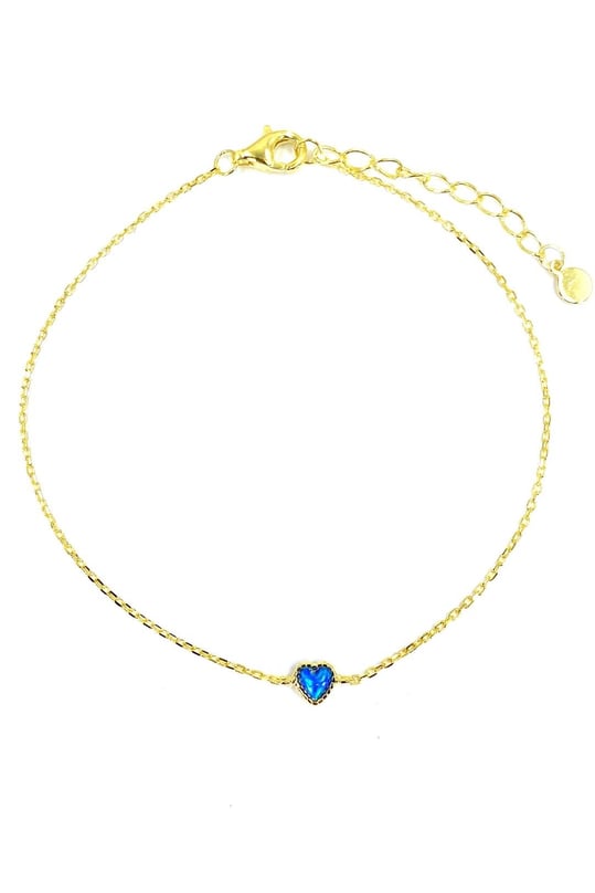 Mini Mavi Opal Kalp Gümüş Halhal