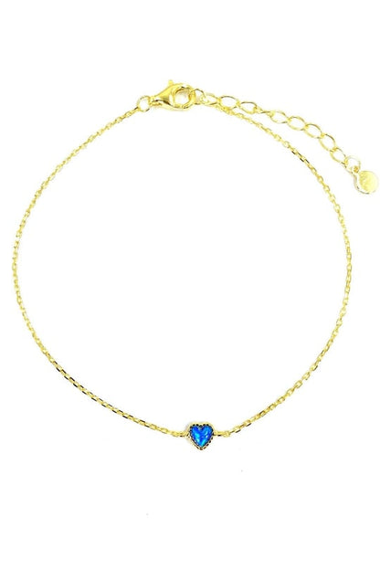 Mini Mavi Opal Kalp Gümüş Halhal