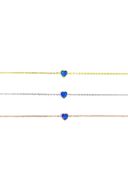 Mini Mavi Opal Kalp Gümüş Halhal