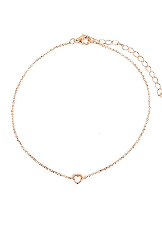 Mini Beyaz Opal Kalp Gümüş Halhal