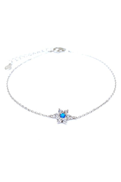 Mavi Opal Papatya Gümüş Halhal