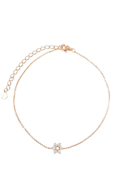 Beyaz Opal Papatya Gümüş Halhal