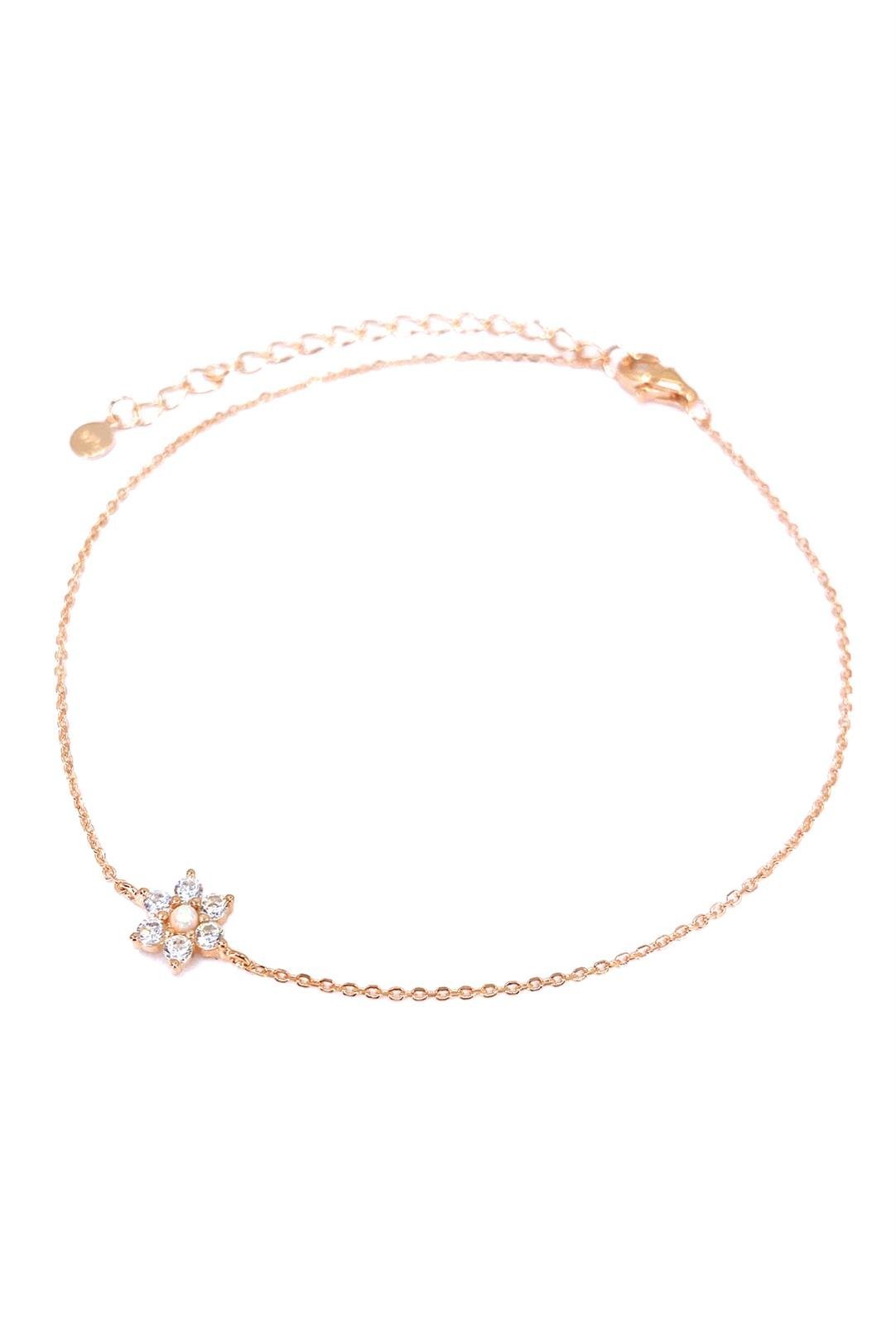 Beyaz Opal Papatya Gümüş Halhal