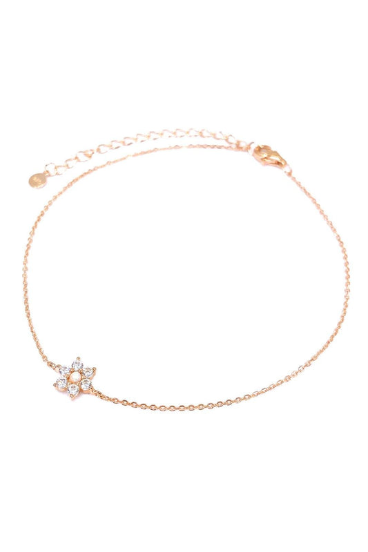 Beyaz Opal Papatya Gümüş Halhal