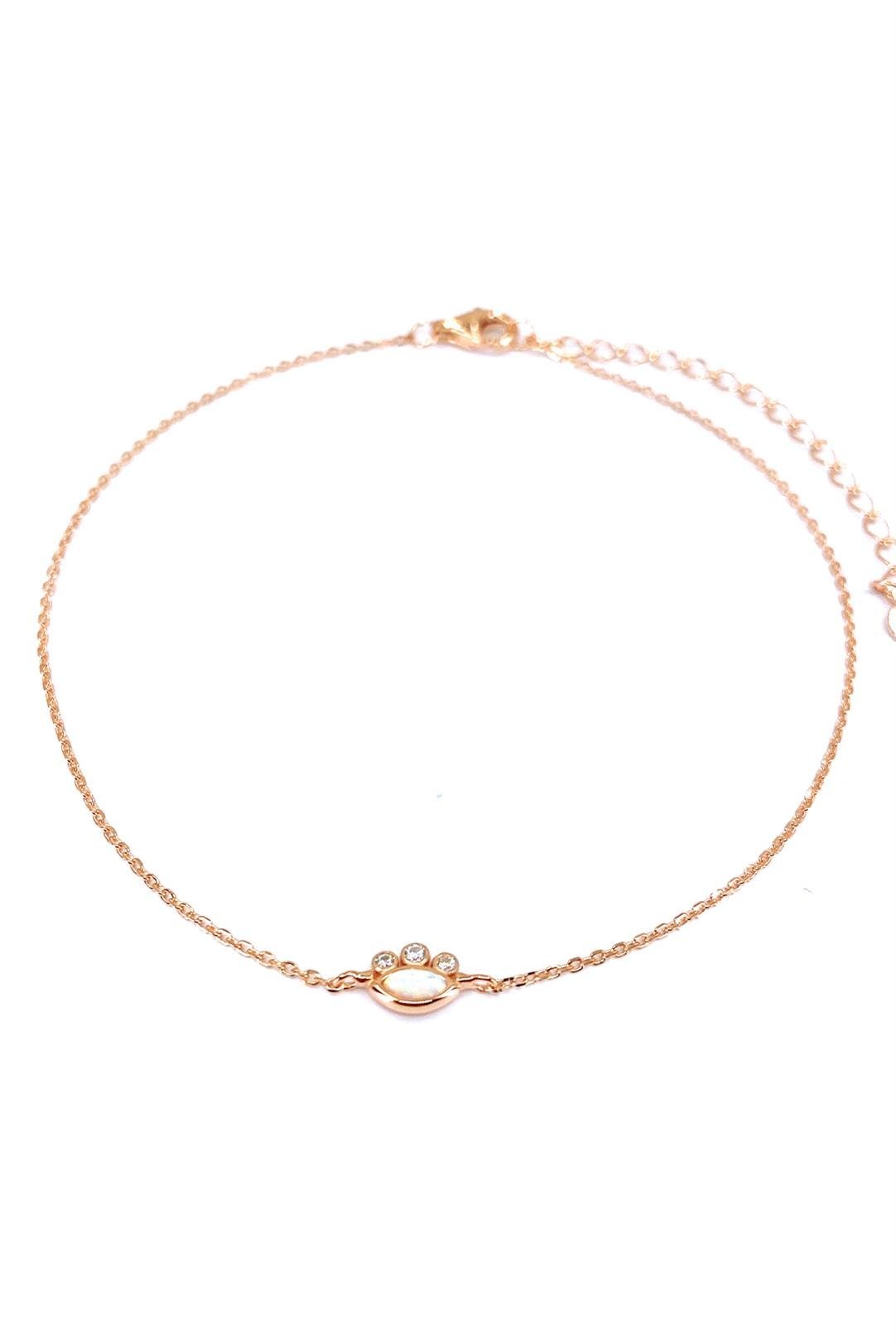 Üç Beyaz Tohum Beyaz Opal Göz Gümüş Halhal