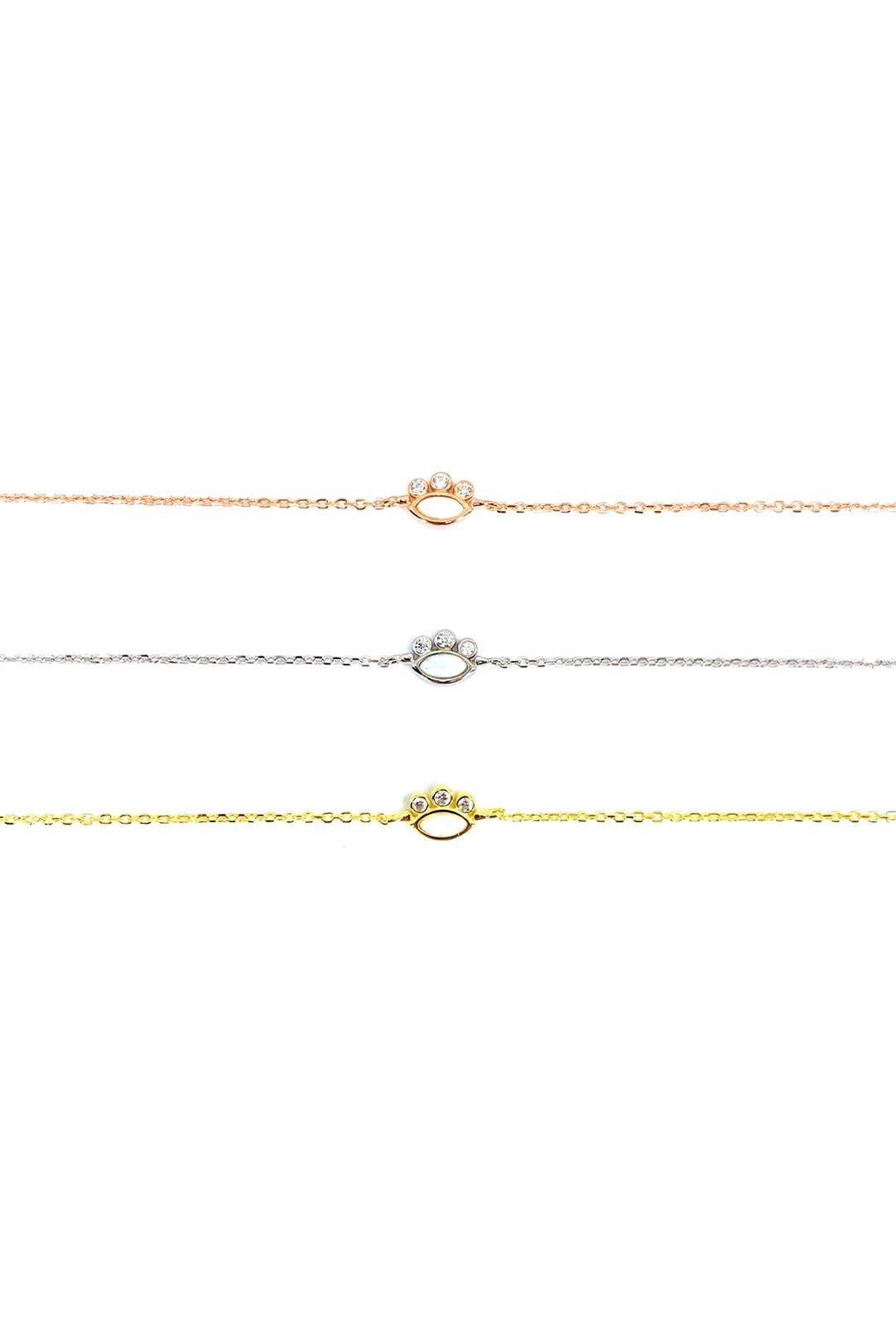 Üç Beyaz Tohum Beyaz Opal Göz Gümüş Halhal