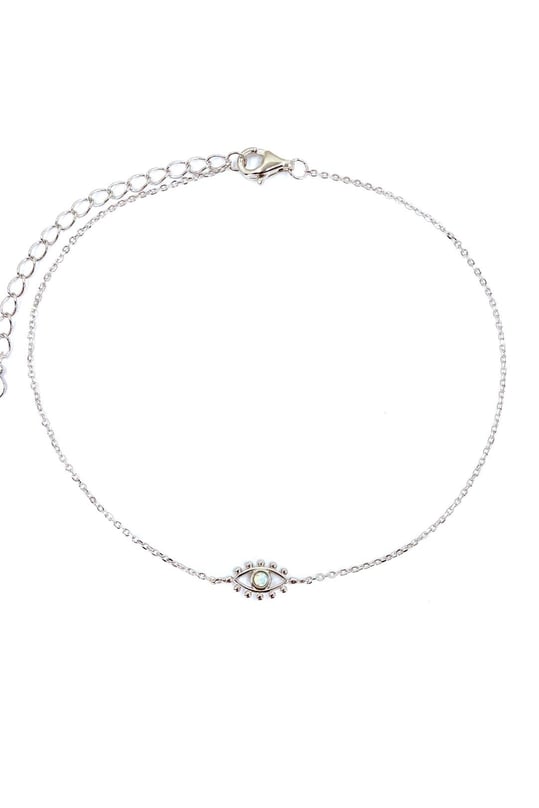 Top Göz Beyaz Opal Gümüş Halhal