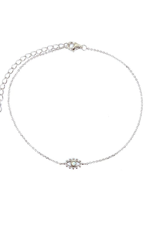 Top Göz Beyaz Opal Gümüş Halhal