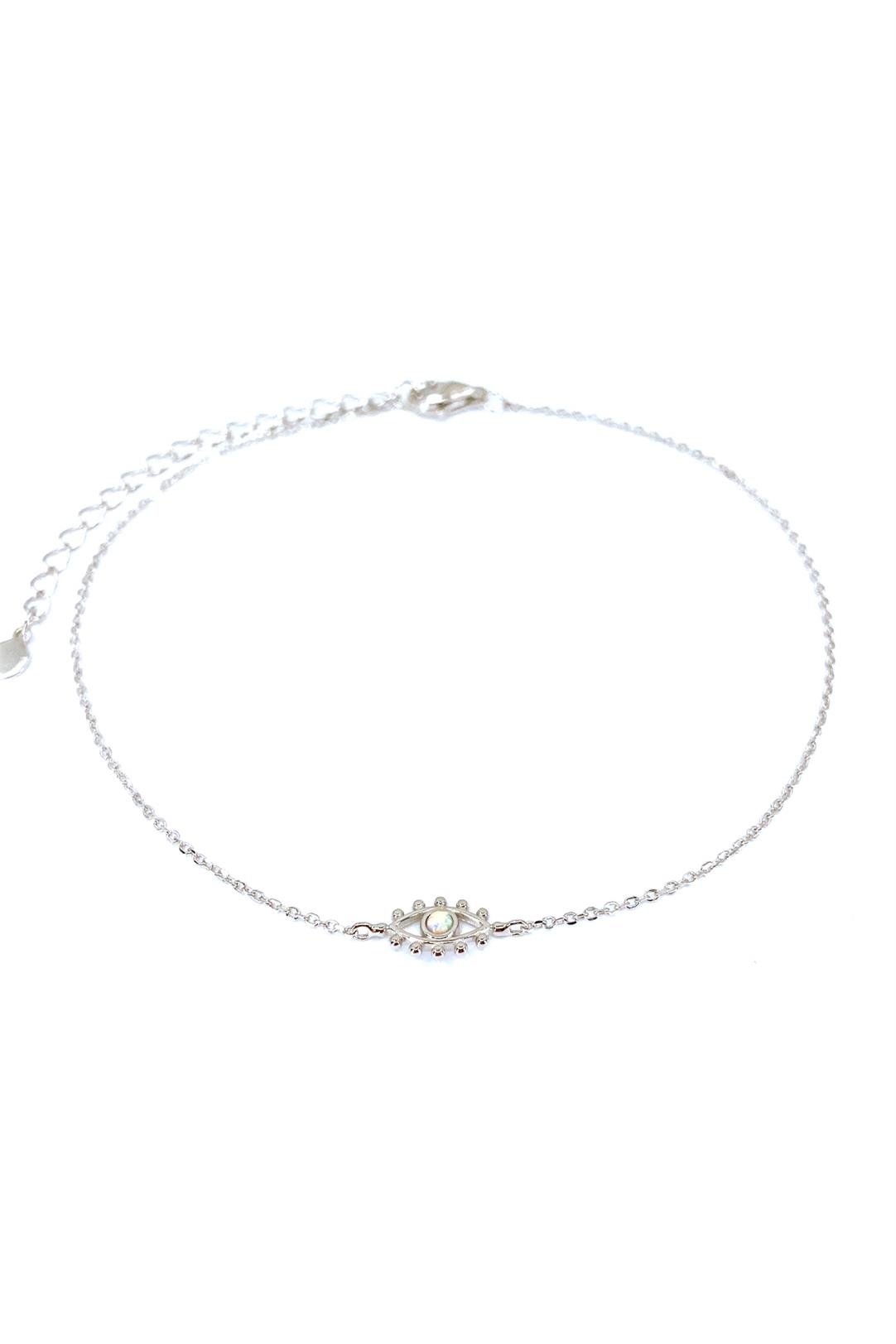 Top Göz Beyaz Opal Gümüş Halhal